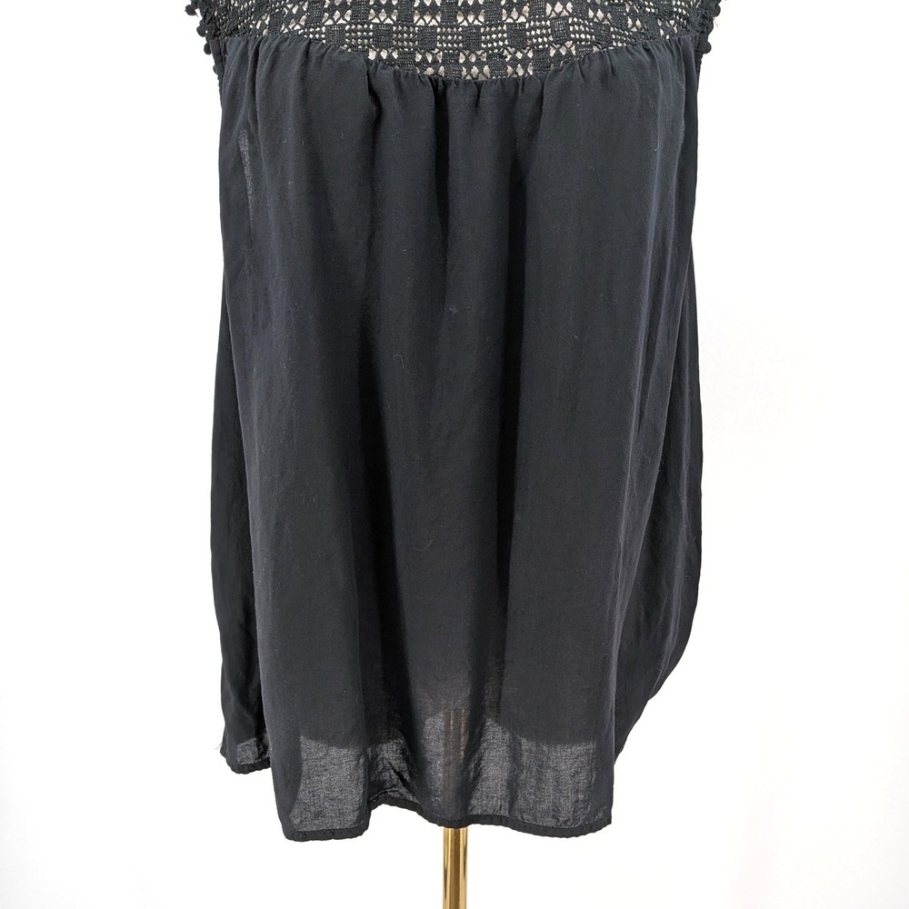 Boho Crochet Yoke Peasant Top Black Lightweight Rayon Old Navy L - Picture 7 of 10